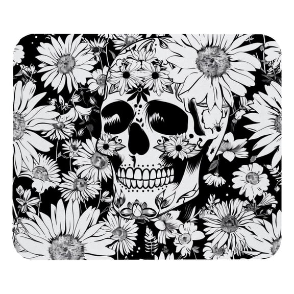 PhooArto Comfortable Mouse Pad Skull Daisy Pattern Desktop Mousepad , 21 x 25 cm Mouse Mat, Non-Slip Rubber Base, Improves Speed and Precision