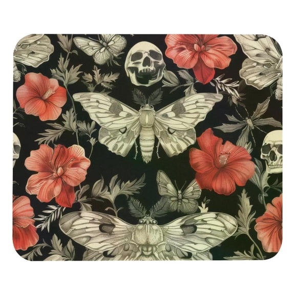 PhooArto Comfortable Mouse Pad Skull Hawk Moth Flower Pattern Desktop Mousepad , 21 x 25 cm Mouse Mat, Non-Slip Rubber Base, Improves Speed and Precision