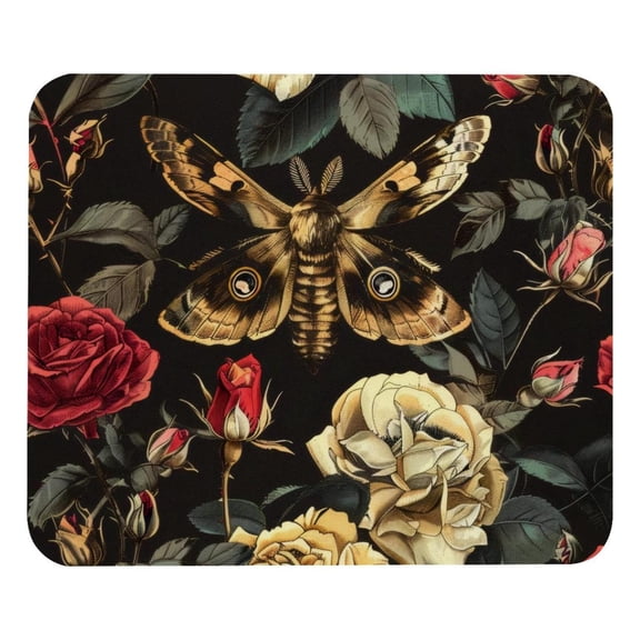 PhooArto Comfortable Mouse Pad Skull Hawk Moth Rose Flower Desktop Mousepad , 21 x 25 cm Mouse Mat, Non-Slip Rubber Base, Improves Speed and Precision