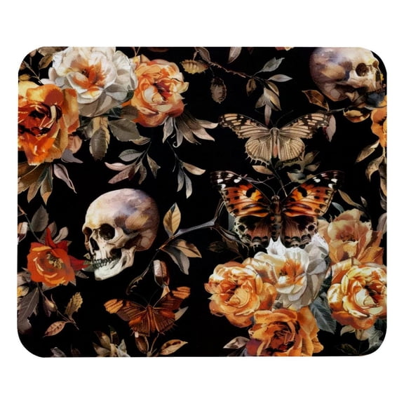 PhooArto Comfortable Mouse Pad Skull Hawk Moth Rose Flower Pattern Desktop Mousepad , 21 x 25 cm Mouse Mat, Non-Slip Rubber Base, Improves Speed and Precision