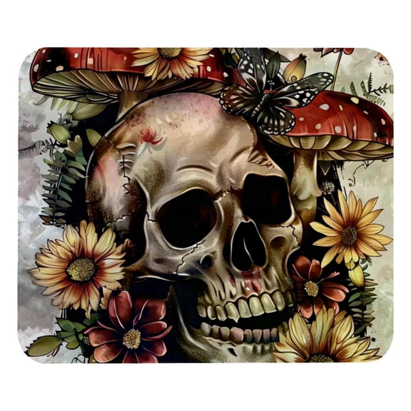PhooArto Comfortable Mouse Pad Skull Mushroom Sunflowers Desktop Mousepad , 21 x 25 cm Mouse Mat, Non-Slip Rubber Base, Improves Speed and Precision