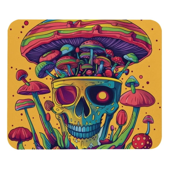 PhooArto Comfortable Mouse Pad Skull Rainbow Mushrooms Desktop Mousepad , 21 x 25 cm Mouse Mat, Non-Slip Rubber Base, Improves Speed and Precision