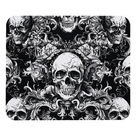 PhooArto Comfortable Mouse Pad Skulls Flowers Pattern Desktop Mousepad , 21 x 25 cm Mouse Mat, Non-Slip Rubber Base, Improves Speed and Precision