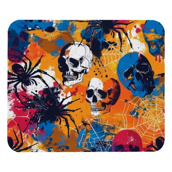 PhooArto Comfortable Mouse Pad Skulls Spiders Spiderweb Pattern Desktop Mousepad , 21 x 25 cm Mouse Mat, Non-Slip Rubber Base, Improves Speed and Precision