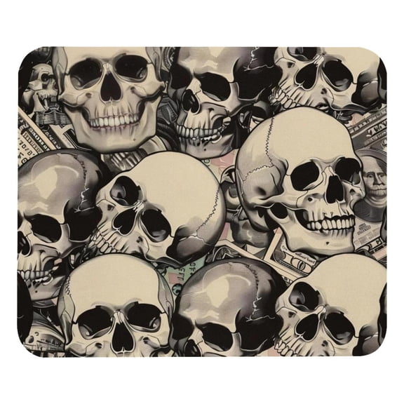 PhooArto Comfortable Mouse Pad Skulls and Dollar Pattern Desktop Mousepad , 21 x 25 cm Mouse Mat, Non-Slip Rubber Base, Improves Speed and Precision