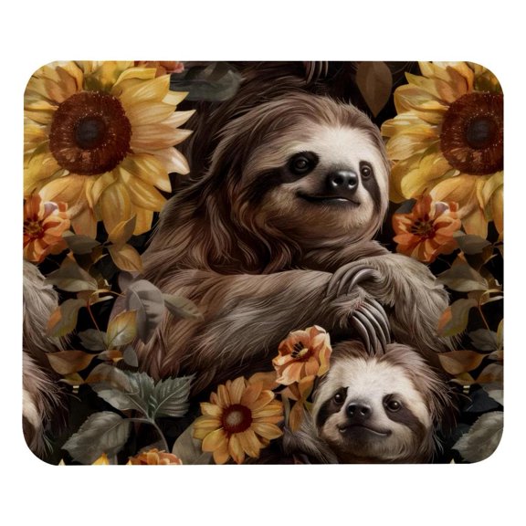PhooArto Comfortable Mouse Pad Sloth Flowers Pattern Desktop Mousepad , 21 x 25 cm Mouse Mat, Non-Slip Rubber Base, Improves Speed and Precision