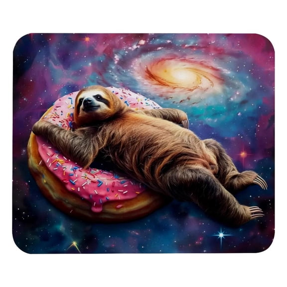 PhooArto Comfortable Mouse Pad Sloth Lying Donut Galaxy Desktop Mousepad , 21 x 25 cm Mouse Mat, Non-Slip Rubber Base, Improves Speed and Precision