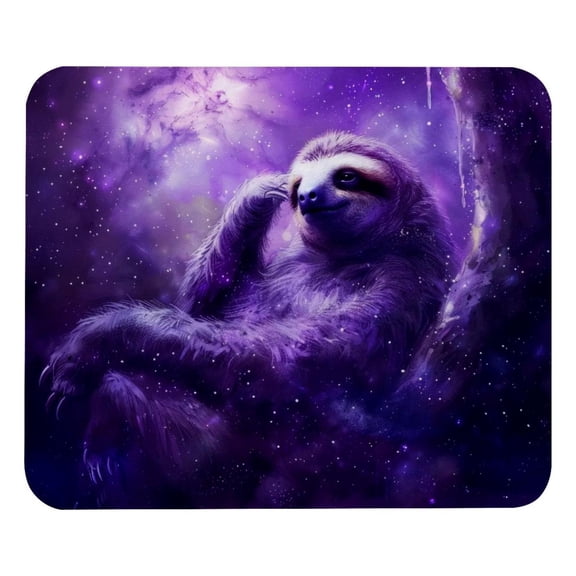 PhooArto Comfortable Mouse Pad Sloth Purple Galaxy Desktop Mousepad , 21 x 25 cm Mouse Mat, Non-Slip Rubber Base, Improves Speed and Precision