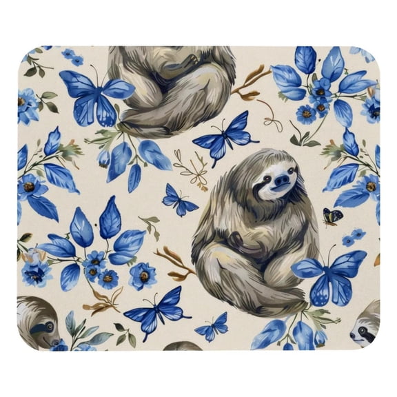 PhooArto Comfortable Mouse Pad Sloths Blue Butterflies Pattern Desktop Mousepad , 21 x 25 cm Mouse Mat, Non-Slip Rubber Base, Improves Speed and Precision
