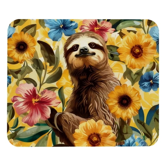 PhooArto Comfortable Mouse Pad Sloths Flower Pattern Desktop Mousepad , 21 x 25 cm Mouse Mat, Non-Slip Rubber Base, Improves Speed and Precision