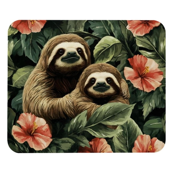PhooArto Comfortable Mouse Pad Sloths Flowers Pattern Desktop Mousepad , 21 x 25 cm Mouse Mat, Non-Slip Rubber Base, Improves Speed and Precision