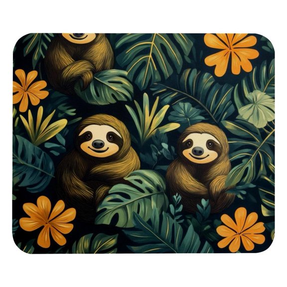 PhooArto Comfortable Mouse Pad Sloths Palm Leaves Pattern Desktop Mousepad , 21 x 25 cm Mouse Mat, Non-Slip Rubber Base, Improves Speed and Precision