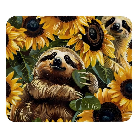 PhooArto Comfortable Mouse Pad Sloths Sunflowers Pattern Desktop Mousepad , 21 x 25 cm Mouse Mat, Non-Slip Rubber Base, Improves Speed and Precision