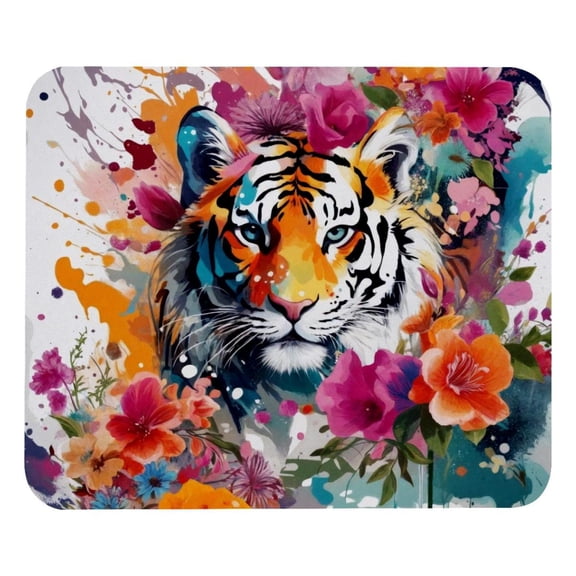 PhooArto Comfortable Mouse Pad Splashes Tiger Flowers Pattern Desktop Mousepad , 21 x 25 cm Mouse Mat, Non-Slip Rubber Base, Improves Speed and Precision