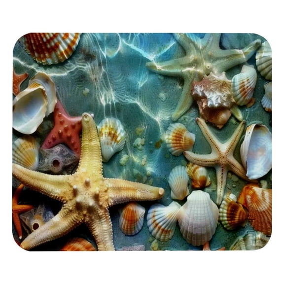 PhooArto Comfortable Mouse Pad Starfish Seashells Sea Coral Desktop Mousepad , 21 x 25 cm Mouse Mat, Non-Slip Rubber Base, Improves Speed and Precision