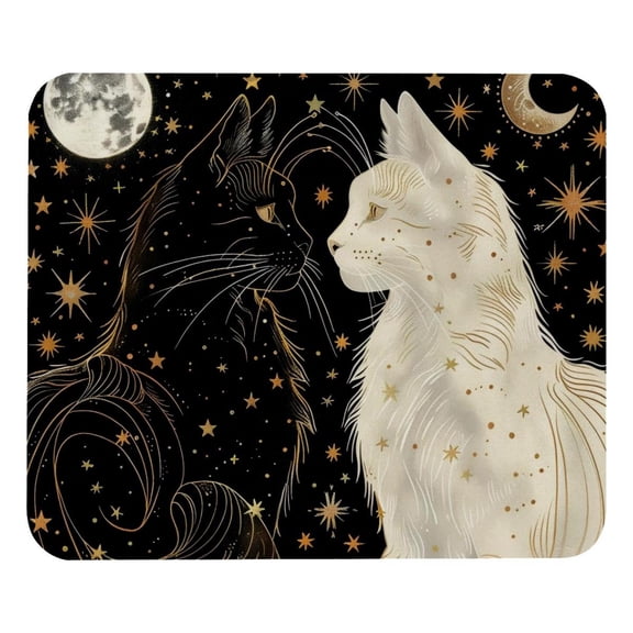 PhooArto Comfortable Mouse Pad Stars Moon Planets Cats Desktop Mousepad , 21 x 25 cm Mouse Mat, Non-Slip Rubber Base, Improves Speed and Precision