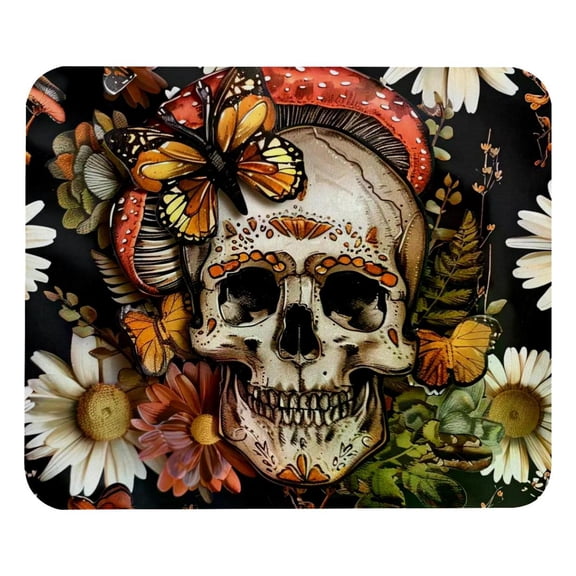 PhooArto Comfortable Mouse Pad Sugar Skull Daisy Flowers Desktop Mousepad , 21 x 25 cm Mouse Mat, Non-Slip Rubber Base, Improves Speed and Precision