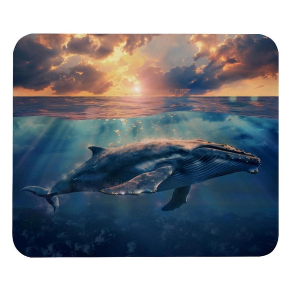 PhooArto Comfortable Mouse Pad Sundown Sea Whale Pattern Desktop Mousepad , 21 x 25 cm Mouse Mat, Non-Slip Rubber Base, Improves Speed and Precision