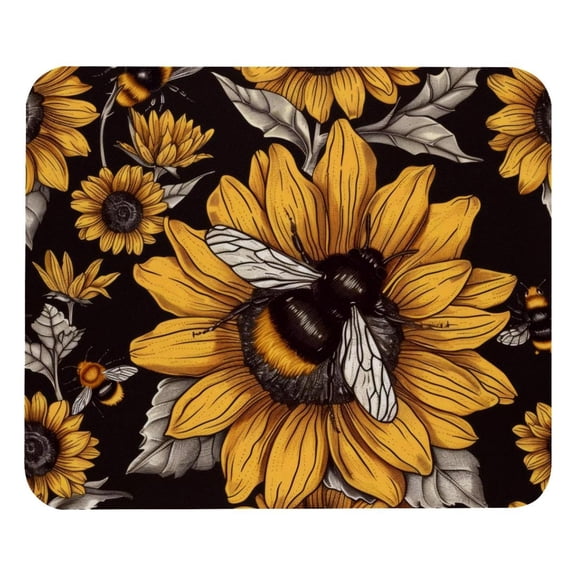 PhooArto Comfortable Mouse Pad Sunflower Bee Pattern Desktop Mousepad , 21 x 25 cm Mouse Mat, Non-Slip Rubber Base, Improves Speed and Precision