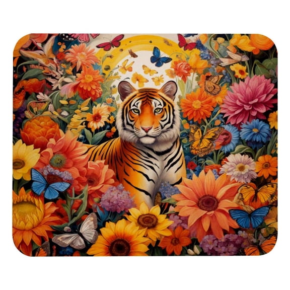 PhooArto Comfortable Mouse Pad Sunflower Butterflies Tiger Desktop Mousepad , 21 x 25 cm Mouse Mat, Non-Slip Rubber Base, Improves Speed and Precision