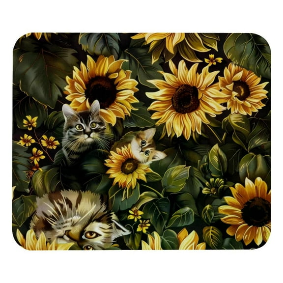 PhooArto Comfortable Mouse Pad Sunflower Cat Pattern Desktop Mousepad , 21 x 25 cm Mouse Mat, Non-Slip Rubber Base, Improves Speed and Precision