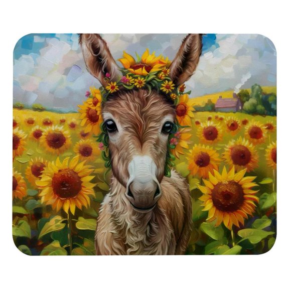 PhooArto Comfortable Mouse Pad Sunflower Donkey Desktop Mousepad , 21 x 25 cm Mouse Mat, Non-Slip Rubber Base, Improves Speed and Precision