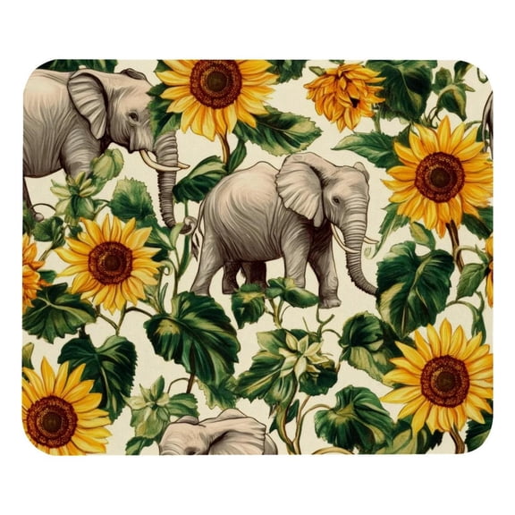 PhooArto Comfortable Mouse Pad Sunflower Elephant Pattern Desktop Mousepad , 21 x 25 cm Mouse Mat, Non-Slip Rubber Base, Improves Speed and Precision