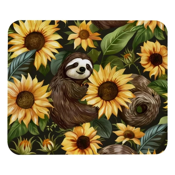 PhooArto Comfortable Mouse Pad Sunflower Sloth Pattern Desktop Mousepad , 21 x 25 cm Mouse Mat, Non-Slip Rubber Base, Improves Speed and Precision