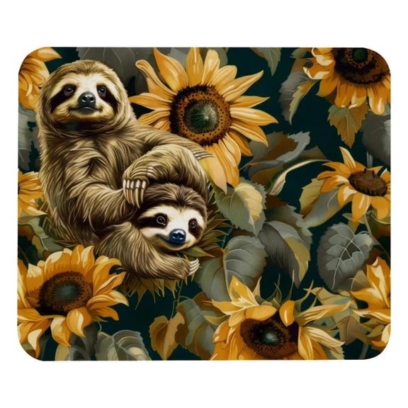 PhooArto Comfortable Mouse Pad Sunflower Sloths Pattern Desktop Mousepad , 21 x 25 cm Mouse Mat, Non-Slip Rubber Base, Improves Speed and Precision