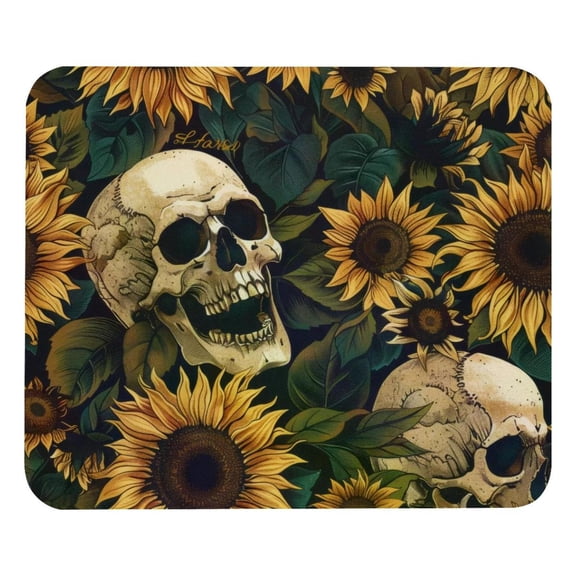 PhooArto Comfortable Mouse Pad Sunflower and Skull Desktop Mousepad , 21 x 25 cm Mouse Mat, Non-Slip Rubber Base, Improves Speed and Precision