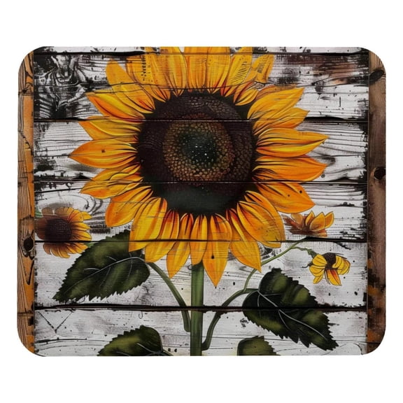 PhooArto Comfortable Mouse Pad Sunflower in Wood Board Desktop Mousepad , 21 x 25 cm Mouse Mat, Non-Slip Rubber Base, Improves Speed and Precision