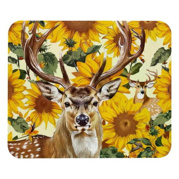 PhooArto Comfortable Mouse Pad Sunflowers Deer Pattern Desktop Mousepad , 21 x 25 cm Mouse Mat, Non-Slip Rubber Base, Improves Speed and Precision