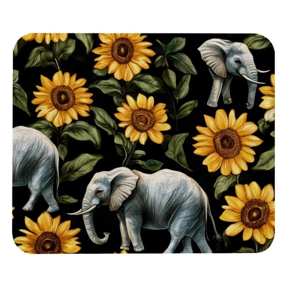 PhooArto Comfortable Mouse Pad Sunflowers Elephants Pattern Desktop Mousepad , 21 x 25 cm Mouse Mat, Non-Slip Rubber Base, Improves Speed and Precision