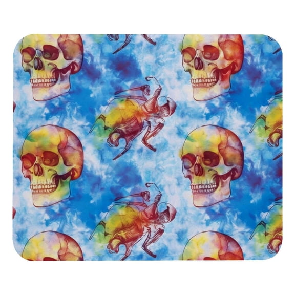 PhooArto Comfortable Mouse Pad Tie Dye Skull Pattern Desktop Mousepad , 21 x 25 cm Mouse Mat, Non-Slip Rubber Base, Improves Speed and Precision