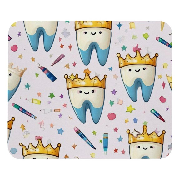 PhooArto Comfortable Mouse Pad Tooth Crown Stars Pattern Desktop Mousepad , 21 x 25 cm Mouse Mat, Non-Slip Rubber Base, Improves Speed and Precision