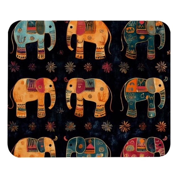 PhooArto Comfortable Mouse Pad Tribe Elephants Pattern Desktop Mousepad , 21 x 25 cm Mouse Mat, Non-Slip Rubber Base, Improves Speed and Precision