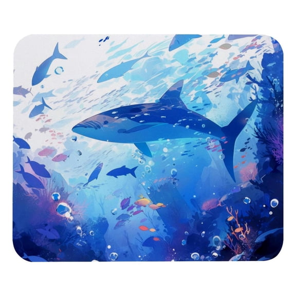 PhooArto Comfortable Mouse Pad Underwater World Dolphins Desktop Mousepad , 21 x 25 cm Mouse Mat, Non-Slip Rubber Base, Improves Speed and Precision