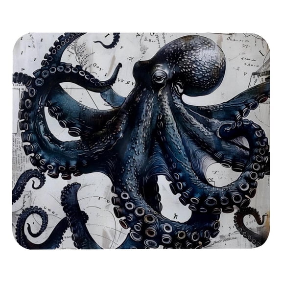PhooArto Comfortable Mouse Pad Vintage Map Blue Octopus Desktop Mousepad , 21 x 25 cm Mouse Mat, Non-Slip Rubber Base, Improves Speed and Precision