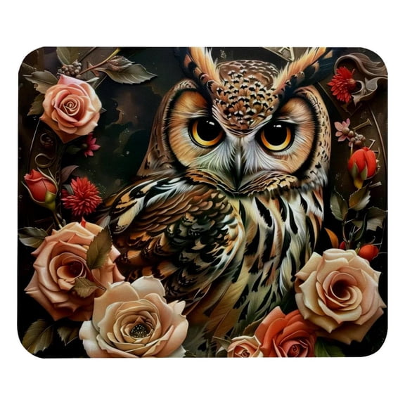 PhooArto Comfortable Mouse Pad Vintage Owl Flowers Desktop Mousepad , 21 x 25 cm Mouse Mat, Non-Slip Rubber Base, Improves Speed and Precision