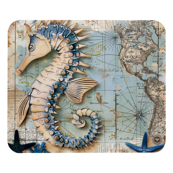 PhooArto Comfortable Mouse Pad Vintage Seahorse Seastar Desktop Mousepad , 21 x 25 cm Mouse Mat, Non-Slip Rubber Base, Improves Speed and Precision