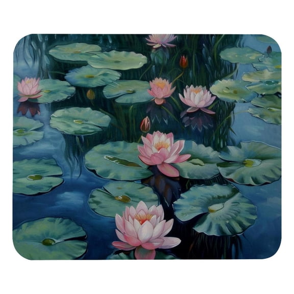 PhooArto Comfortable Mouse Pad Water Lily Painting Desktop Mousepad , 21 x 25 cm Mouse Mat, Non-Slip Rubber Base, Improves Speed and Precision