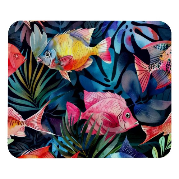 PhooArto Comfortable Mouse Pad Watercolor Colorful Tropical Fish Pattern Desktop Mousepad , 21 x 25 cm Mouse Mat, Non-Slip Rubber Base, Improves Speed and Precision