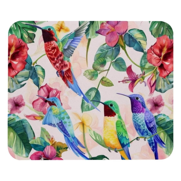 PhooArto Comfortable Mouse Pad Watercolor Flowers Bird Pattern Desktop Mousepad , 21 x 25 cm Mouse Mat, Non-Slip Rubber Base, Improves Speed and Precision