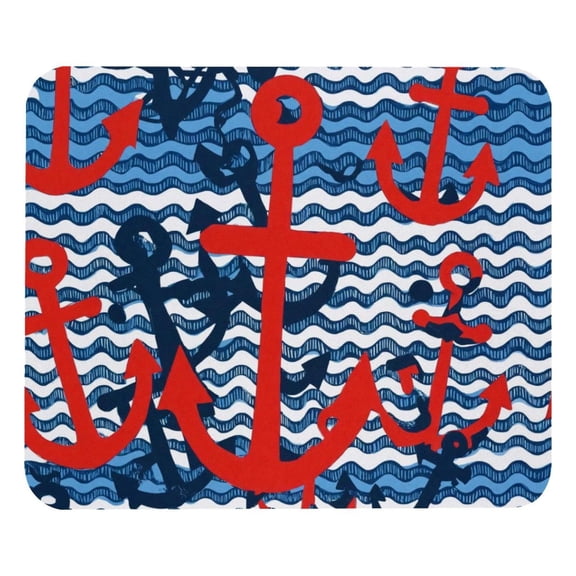 PhooArto Comfortable Mouse Pad Wave Stripes Anchors Pattern Desktop Mousepad , 21 x 25 cm Mouse Mat, Non-Slip Rubber Base, Improves Speed and Precision
