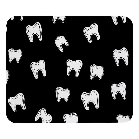 PhooArto Comfortable Mouse Pad White Tooth Pattern Desktop Mousepad , 21 x 25 cm Mouse Mat, Non-Slip Rubber Base, Improves Speed and Precision