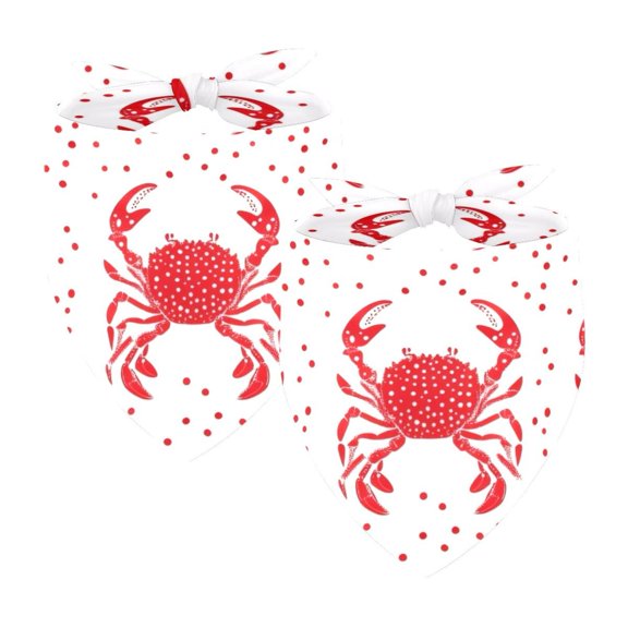 PhooArto Crabs and Red Dot Pattern Dog Bandanas, 2 Pack Soft Washable Pet Scarf Triangle for Large Dogs Puppies and Cats