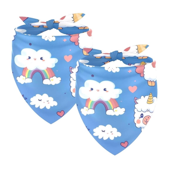 PhooArto Cute Alpaca Rainbow Pattern Dog Bandanas, 2 Pack Soft Washable Pet Scarf Triangle for Large Dogs Puppies and Cats