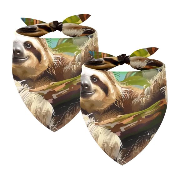 PhooArto Cute Animal Sloth Forest Dog Bandanas, 2 Pack Soft Washable Pet Scarf Triangle for Large Dogs Puppies and Cats