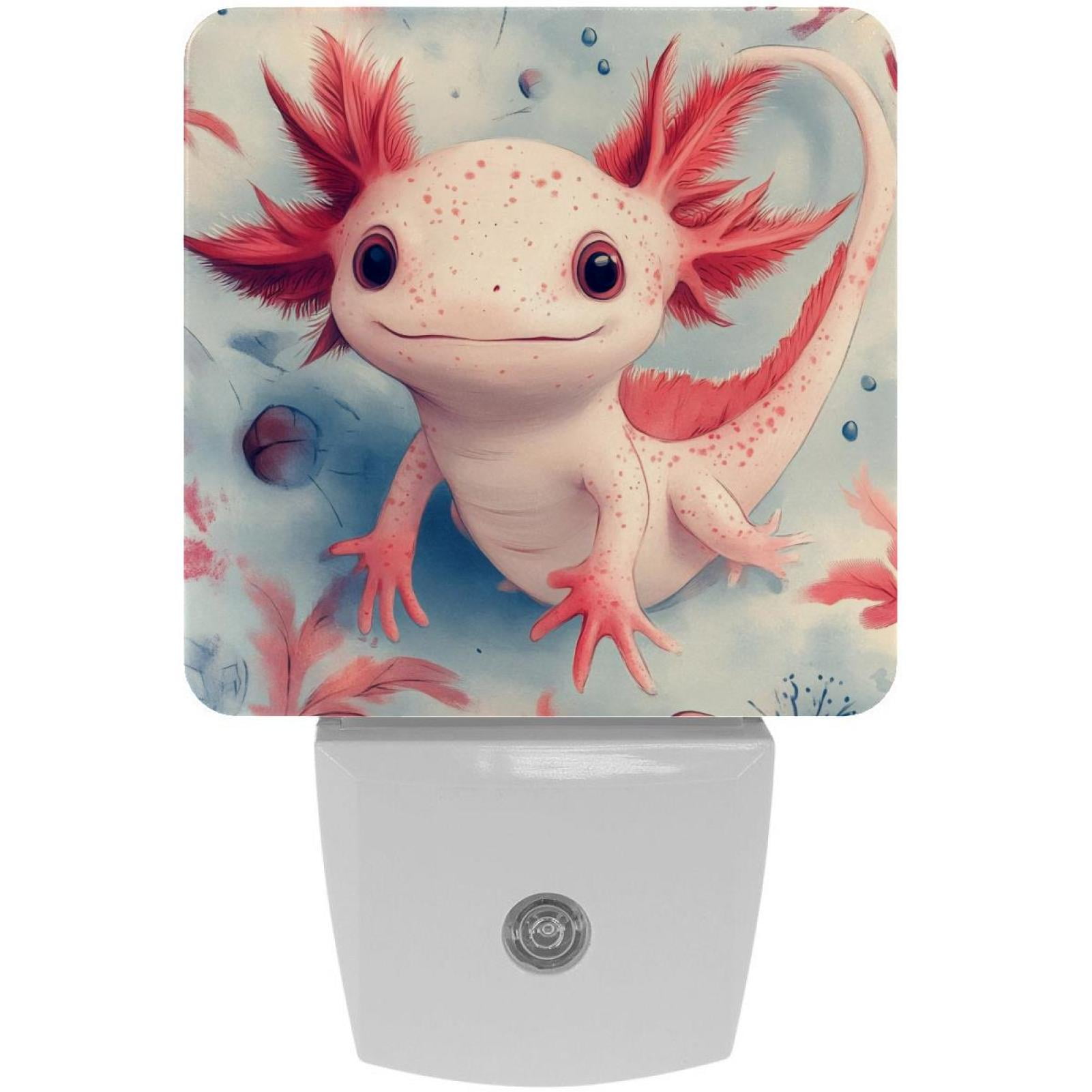 PhooArto Cute Cartoon Axolotl Pattern Plug in LED Night Light Auto Sensor Dusk to Dawn Decorative Night for Bedroom, Bathroom, Kitchen, Hallway, Stairs, Baby's Room, Energy Saving