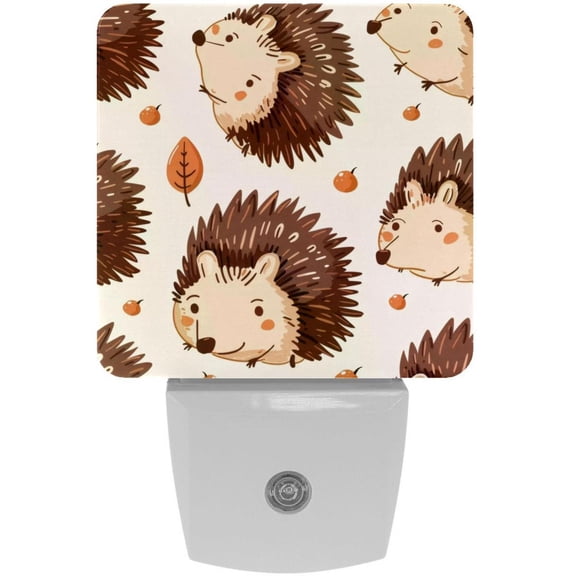 PhooArto Cute Cartoon Hedgehog Pattern Plug in LED Night Light Auto Sensor Dusk to Dawn Decorative Night for Bedroom, Bathroom, Kitchen, Hallway, Stairs, Baby's Room, Energy Saving
